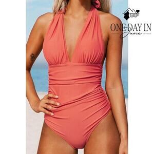 Cupshe Halter Tummy Control One Piece Swimsuit Size XXL